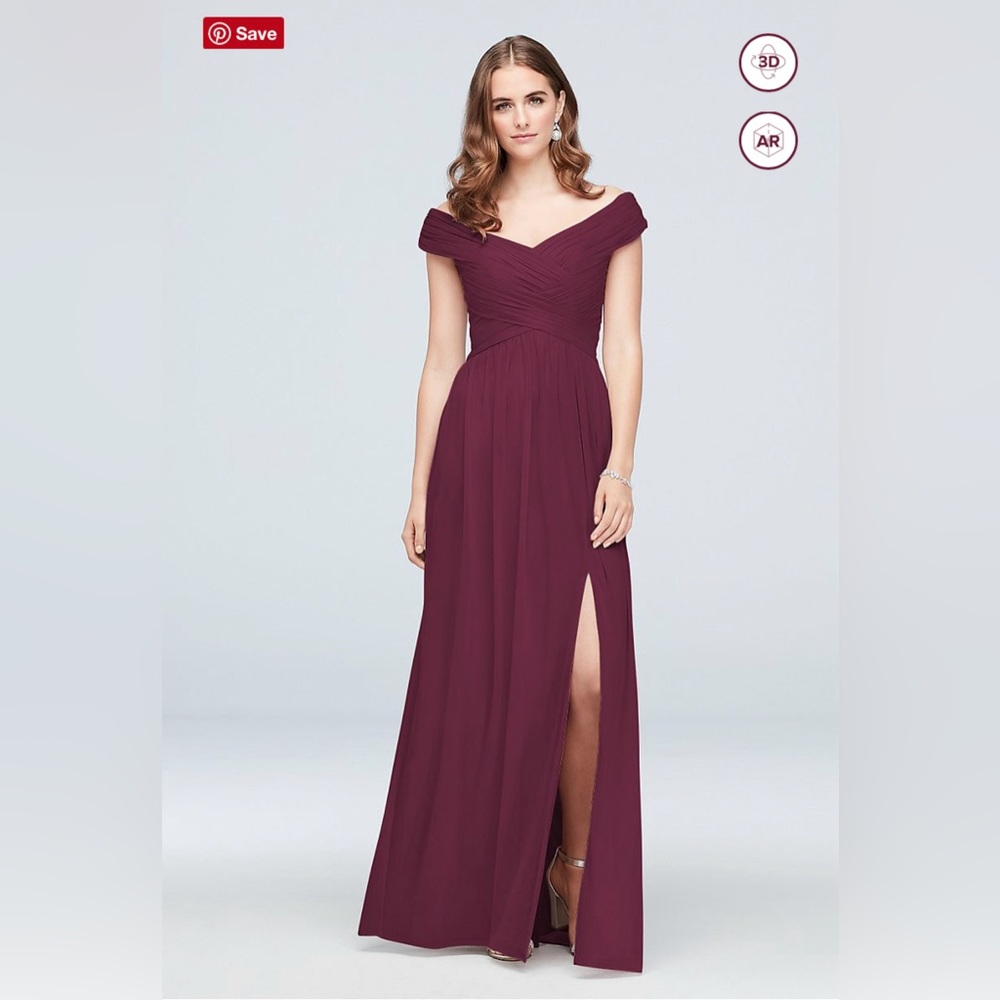 crisscross off-the-shoulder mesh bridesmaid dress

STYLE# F19951